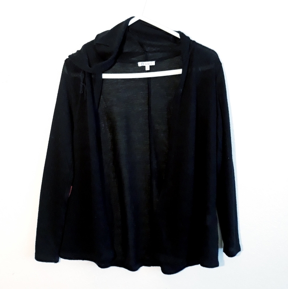 Noble U Black Hooded Cardigan with Emoji Burger + Fries Elbow Patches - Picture 3 of 7